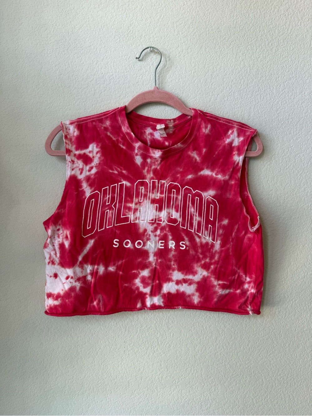 Oklahoma Sooners Red Tie-Dye Crop Tank